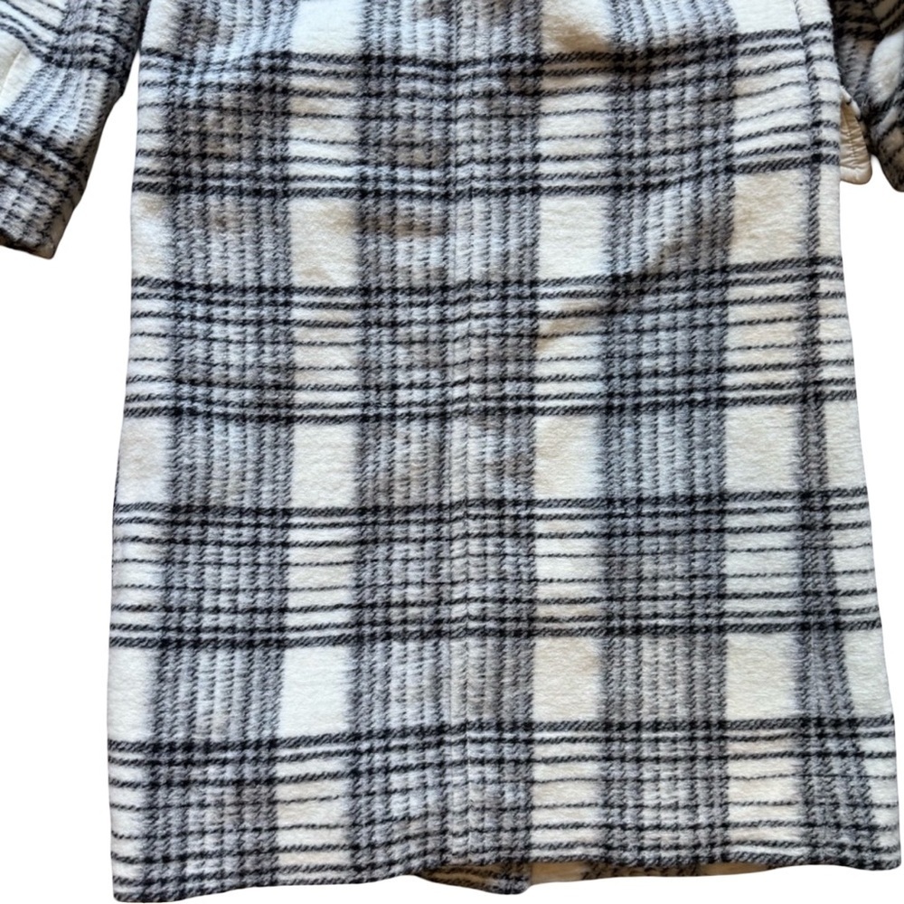 Dex Black and Cream White Plaid Trench Pea Coat Size S Cozy Winter - Picture 12 of 15